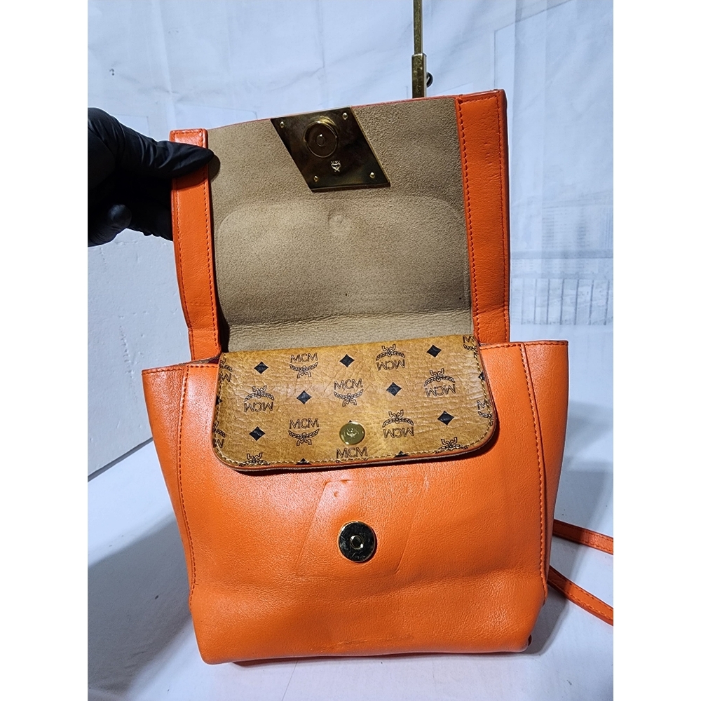 MCM Leather Crossbody/Shoulder Bag Orange - Picture 9 of 15